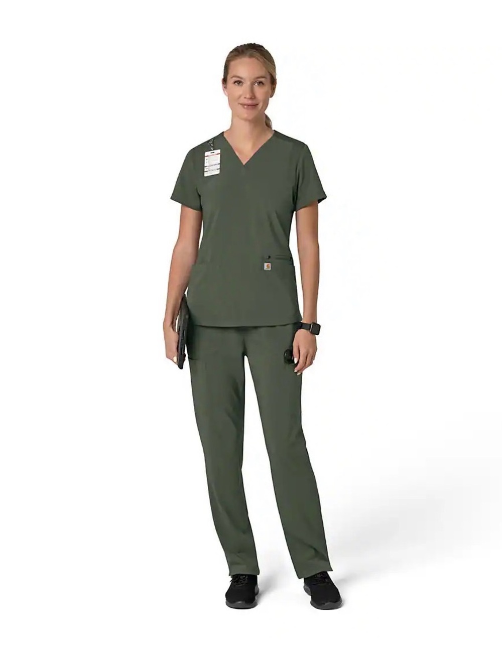 NWT Carhartt Women's Olive scrub set top XS bottom XSP